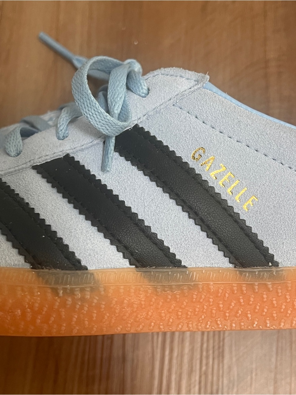 adidas Gazelle Suede Sneakers - Light Blue, Black & Orange Youth 4 Women 6 - Picture 8 of 10